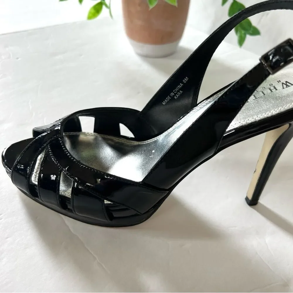 White House Black Market Kara Slingback Black Platform Sandals Size 8M